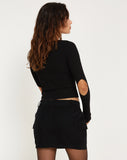 image of Ajeng Low Rise Midi Skirt in Black