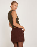 Image of Ajeng Low Rise Cargo Mini Skirt in Seal Brown