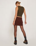 Image of Ajeng Low Rise Cargo Mini Skirt in Seal Brown