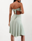 Image of Akira Bandeau Midi Dress in Slinky Sage