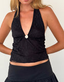 Image of Aksa Halterneck Top in Canina Lace Black