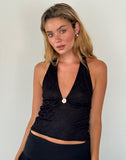 Image of Aksa Halterneck Top in Canina Lace Black