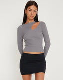 image of Aksari Cut Out Long Sleeve Top in Flint Gray