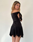 Image of Alba Midi Asymmetric Ruffle Dress in Black