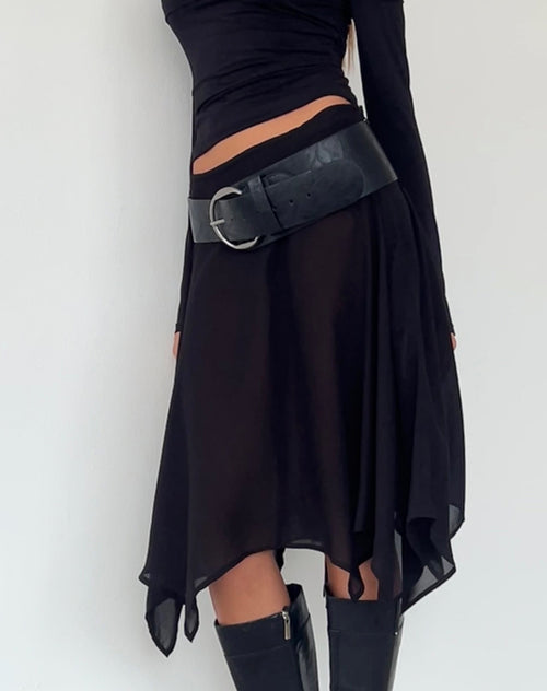 Image of Albertha Midi Skirt in Chiffon Black