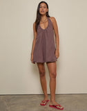 Image of Alcinder Linen Mini Dress in Deep Taupe