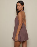 Image of Alcinder Linen Mini Dress in Deep Taupe