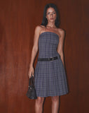 Image of Aldari Bandeau Midi Dress Tailoring Navy Check