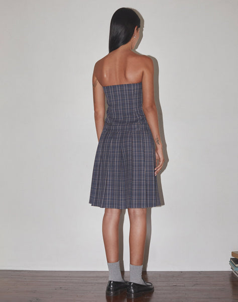 Image of Aldari Bandeau Midi Dress Tailoring Navy Check