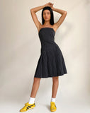 Image of Aldari Bandeau Midi Dress in Tailoring Black Pinstripe