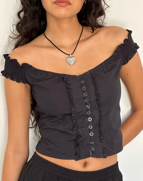 Image of Alderidge Bardot Corset Top in Black