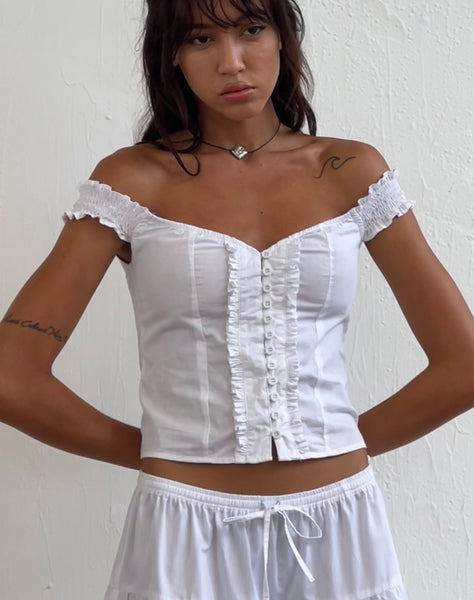 Image of Alderidge Bardot Corset Top in White