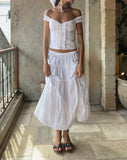 Image of Izumi Tiered Midi Skirt in Poplin White