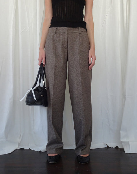 Image of Sirkia Low Rise Tailored Wool Trouser in Dark Brown