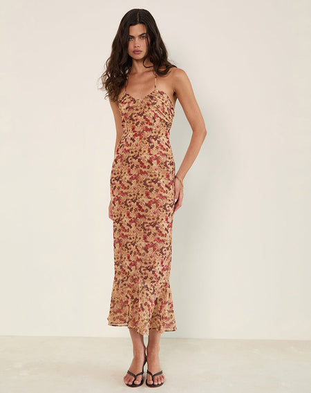 Jovia Mini Dress in Chiffon Rusty Flower