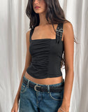 Image of Alexia Square Neck Buckle Top in Black