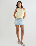 Image of Aleyah Tie Shoulder Tee in Lemon