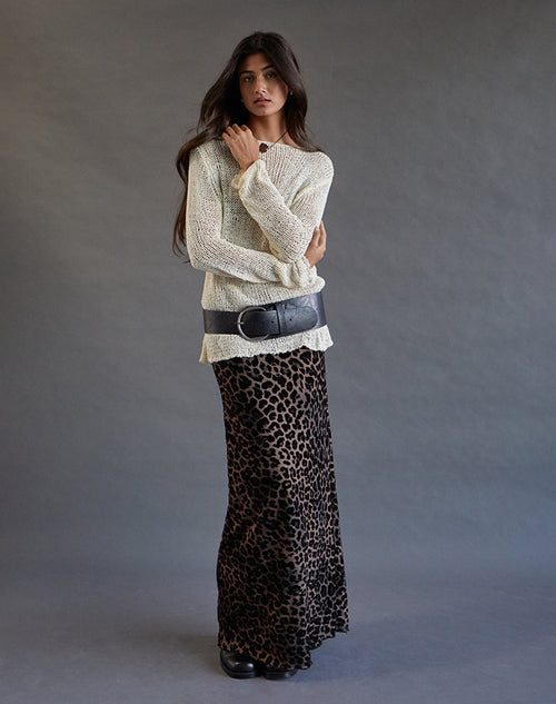 Image of Alfreda Maxi Skirt in Flock Mesh Rar Leopard