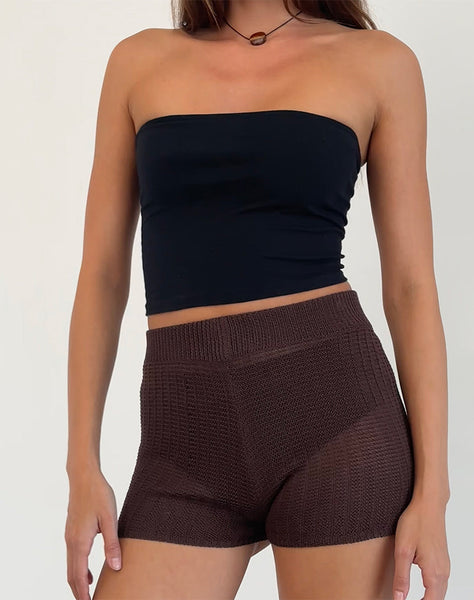 Image of Alina Short in Wide Rib Knit Brown