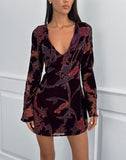 Images of Alitra Mini Dress in Floral Devore Burgundy