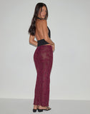 Image of Alphia Maxi Skirt in Sequin Knit Burgundy