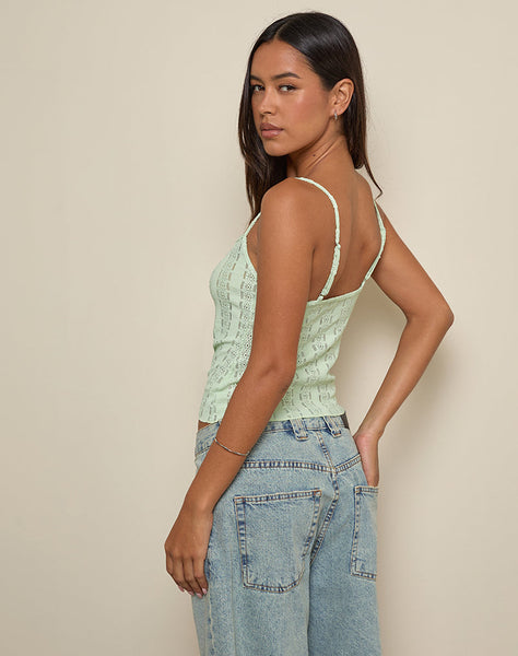 Image of Aluca Cami Top in Broderie Flower Lace Mint