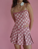 Image of Alula Pleated Mini Skirt in Pink Tartan