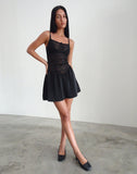 Image of Alunan Slip Dress in Satin Lace Black