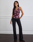 Image of Alva Cowl Neck Top in Blooming Bliss Burgundy