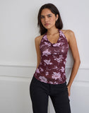 Image of Alva Cowl Neck Top in Blooming Bliss Burgundy