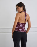 Image of Alva Cowl Neck Top in Blooming Bliss Burgundy