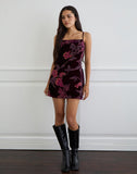 Image of Alvana Mini Dress in Floral Devore Burgundy