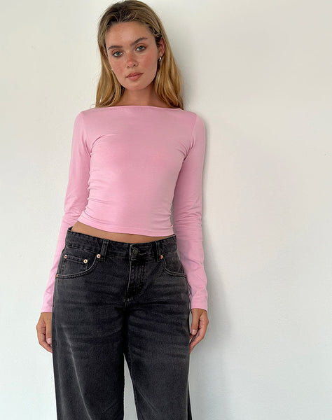 Image of Amabon Long Sleeve Top in Flamingo Pink