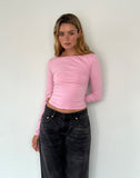 Image of Amabon Long Sleeve Top in Flamingo Pink