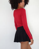 Image of Amabon Long Sleeve Top in Adrenalin Red with Cherry Print