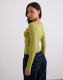 Image of Amabon Long Sleeve Top in Cress Green Stripe