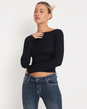 Image of Amabon Long Sleeve Crop Top in Black