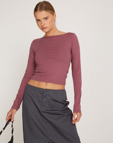 Image of Amabon Long Sleeve Top in Mauve