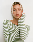 Image of Amabon Top in Sage Green Stripe