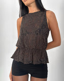 Image of Amalie Top In Dark Brown Jacquard Knit