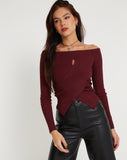 Image of Amandari Bardot Long Sleeve Top in Marron