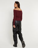 Image of Amandari Bardot Long Sleeve Top in Marron