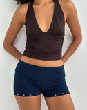 Image of Amane Foldover Short in Rayon Jersey Navy