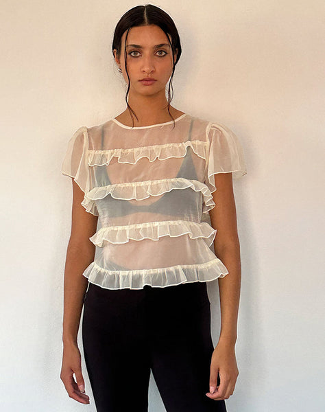 Image of Amarissa Ruffle Top in Ivory Chiffon