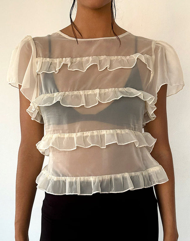 Image of Amarissa Ruffle Top in Ivory Chiffon