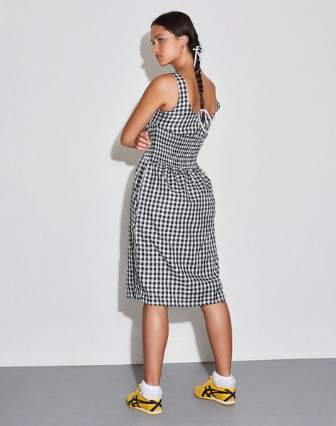 Image of Ambrose Midi Dress in Black and White Gingham