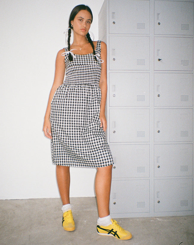 Image of Ambrose Midi Dress in Black and White Gingham