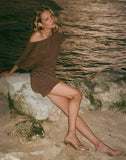 Image of Amelina Backless Asymmetric Mini Dress in Dark Brown