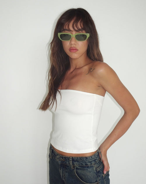 image of Amiah Rectangle Sunglasses in Light Green