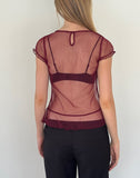 Image of Amrita Top in Burgundy Dobby Mesh